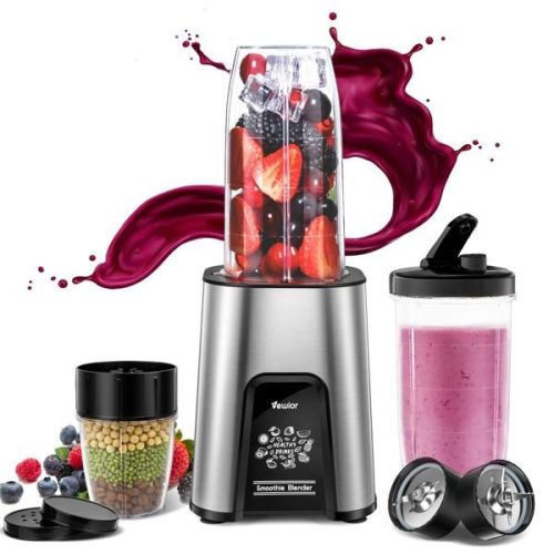 VEWIOR 1000W Smoothie Blender for Shakes and Smoothies; 11 Pieces Personal Blender for Kitchen; 2*23oz+10oz Blender Cups with To-Go Lids for Fruit Veg VEWIOR 1000W Smoothie Blender for Shakes and Smoothies; 11 Pieces Personal Blender for Kitchen; 2*23oz+10oz Blender Cups with To-Go Lids for Fruit Veg