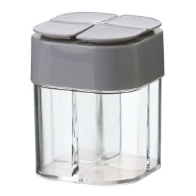 Four-in-one Sauce Sub-bottling; Creative Outdoor Barbecue Portable Transparent Seasoning Box (Color: grey)