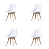 Mid Century Modern Dining Chairs, with Wood Legs, Armless Kitchen Chairs, Shell Lounge Plastic Side Chair with Soft Padded Kitchen, Dining Room